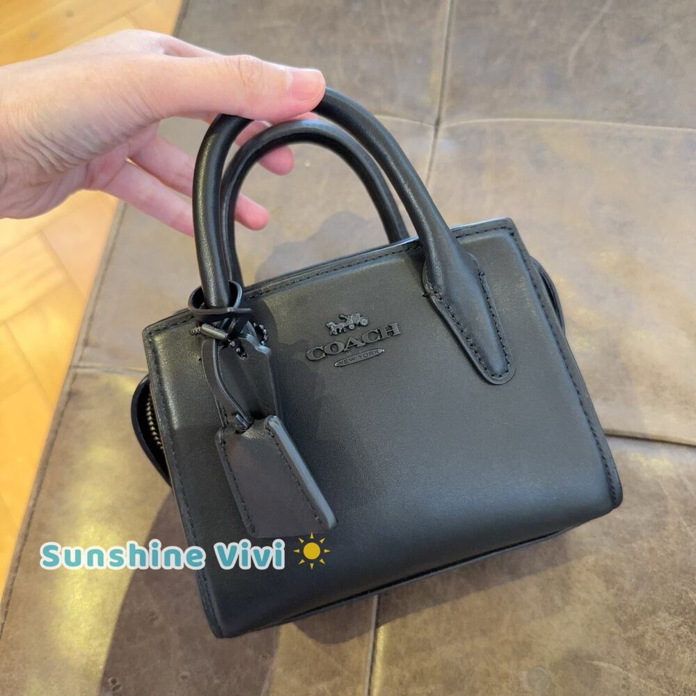 NWT Coach Andrea MINI Carryall Crossbody in Refine Calf Leather Black CO974